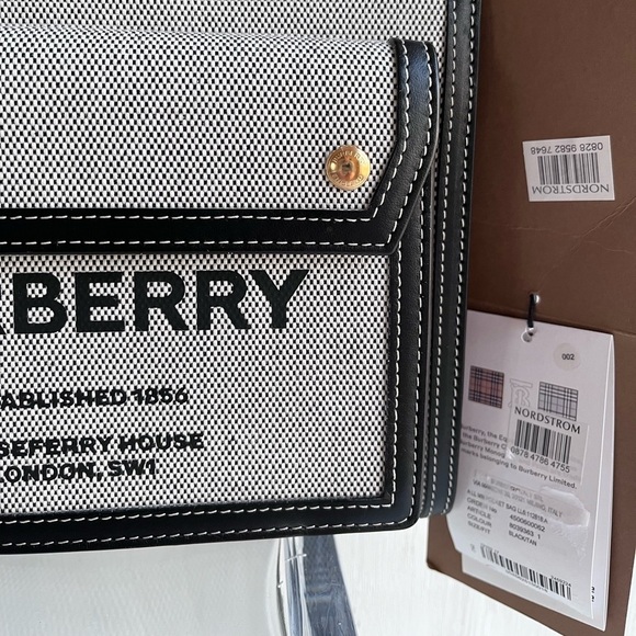 BURBERRY Horseferry Logo Canvas and Leather Pocket Bag - Picture 4 of 14